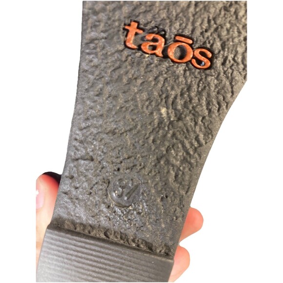 Taos Sandals Carousel 2 Wedge Heels Black Leather Open Toe Womens Sz 37 US 6.5 - Picture 8 of 8